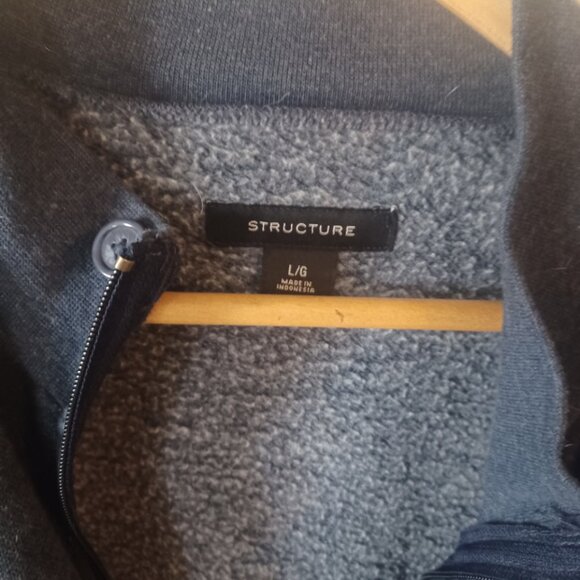 Structure Blue Zip Up Mock Long Sleeve Cardigan w/Pockets Large - Picture 2 of 4